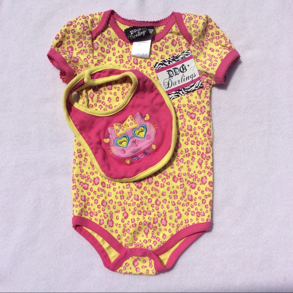 DDG Darlings Yellow & Hot Pink Onesie, 6-9m